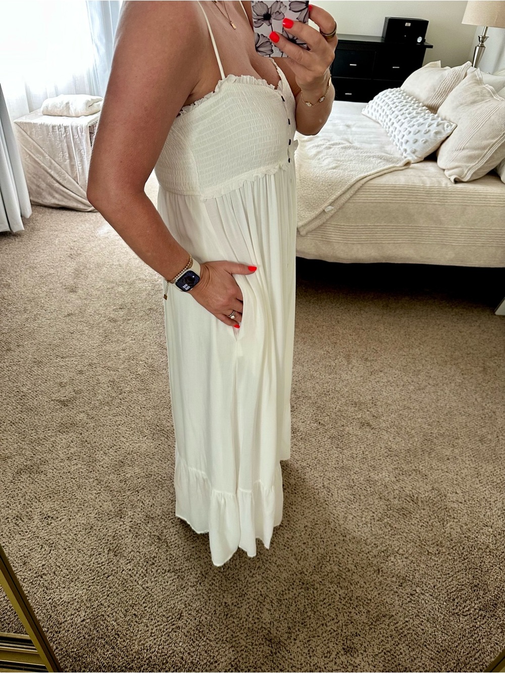 | vici • white flowy button down maxi dress • large | - Picture 3 of 8